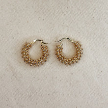 Load image into Gallery viewer, CAMPFIRE COUTURE 18K GOLD FILLED BEADED CLUSTER HOOP EARRINGS