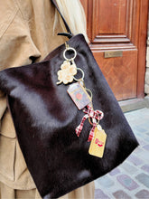 Load image into Gallery viewer, Solar Eclipse Hand-painted Coquette Bow Bag Charm + Keychain