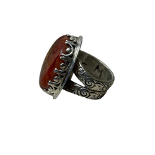 Load image into Gallery viewer, JW STERLING SILVER FIRE AGATE RING - SIZE 7.5