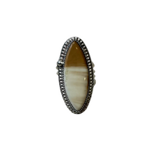 Load image into Gallery viewer, JW STERLING SILVER OVAL WALRUS TUSK RING - SIZE 7.5