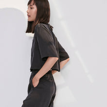 Load image into Gallery viewer, LUNYA WASHABLE SILK HIGH RISE PANT SET - IMMERSED BLACK