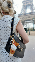 Load image into Gallery viewer, Solar Eclipse Hand-painted Bow Croissant Bag Charm + Keychain