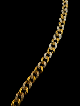 Load image into Gallery viewer, 14K GOLD NECKLACE CURB CHAIN WITH PAVE DIAMOND LINKS