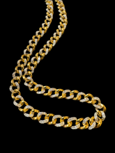 Load image into Gallery viewer, 14K GOLD NECKLACE CURB CHAIN WITH PAVE DIAMOND LINKS