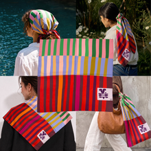 Load image into Gallery viewer, VOYAGER SILK RED COLORBLOCK SCARF