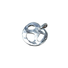 Load image into Gallery viewer, Backside of a sterling silver pretzel-shaped pendant.