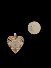 Load image into Gallery viewer, 14K GOLD CHARM, ALL SEEING EYE RADIANT HEART PENDANT