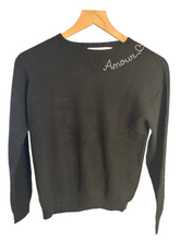 Load image into Gallery viewer, BLACK CASHMERE AMOUR EMBROIDERED SWEATER