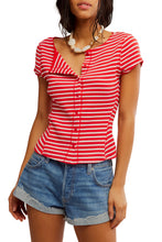 Load image into Gallery viewer, FREE PEOPLE MOST WANTED STRIPED CARDI - RED/WHITE STRIPE