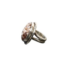 Load image into Gallery viewer, Silver ring with a textured oval stone.
