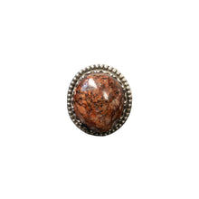 Load image into Gallery viewer, Ring with a brown stone and silver band.