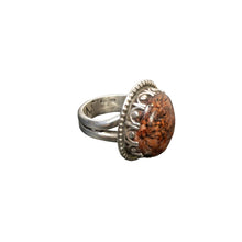 Load image into Gallery viewer, Silver ring with a brown stone.