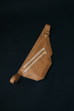 Load image into Gallery viewer, CAMPFIRE COUTURE DOUBLE POCKET SLING BAG - PEBBLED CAMEL LEATHER