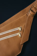 Load image into Gallery viewer, CAMPFIRE COUTURE DOUBLE POCKET SLING BAG - PEBBLED CAMEL LEATHER