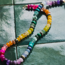 Load image into Gallery viewer, 14K GOLD GEMSTONE CANDY NECKLACE - NEON RAINBOW