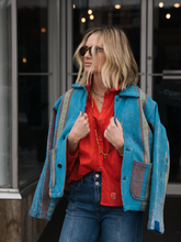 Load image into Gallery viewer, SUNSET MAKERS BLANKET JACKET - AQUA BLUE