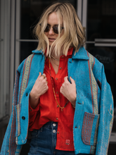 Load image into Gallery viewer, SUNSET MAKERS BLANKET JACKET - AQUA BLUE