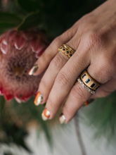 Load image into Gallery viewer, 14K GOLD THICK STATEMENT RING WITH BLUE SAPPHIRES
