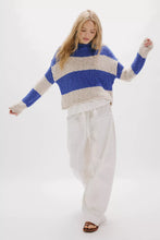Load image into Gallery viewer, FREE PEOPLE OPAL ROLLNECK KNIT STRIPE SWEATER - COBALT COMBO