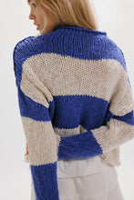 Load image into Gallery viewer, FREE PEOPLE OPAL ROLLNECK KNIT STRIPE SWEATER - COBALT COMBO