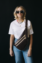 Load image into Gallery viewer, CAMPFIRE COUTURE DOUBLE POCKET SLING BAG - BROWN CROCODILE LEATHER
