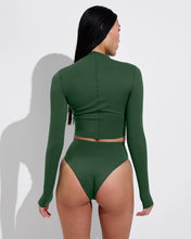 Load image into Gallery viewer, LEFT ON FRIDAY SWIM HI HI BOTTOM - TROPICS (GREEN)