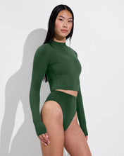 Load image into Gallery viewer, LEFT ON FRIDAY SWIM HI HI BOTTOM - TROPICS (GREEN)