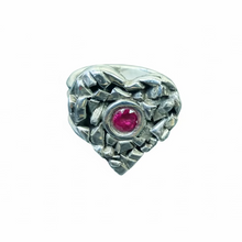 Load image into Gallery viewer, JW STERLING SILVER MODERN HEART WITH LAB GROWN RUBY - SIZE 7