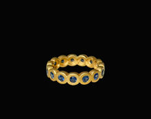 Load image into Gallery viewer, 14K MATT GOLD RING WITH BLUE SAPPHIRES