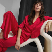 Load image into Gallery viewer, LUNYA WASHABLE SILK HIGH RISE PANT SET - CARMINE RED