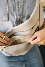 Load image into Gallery viewer, CAMPFIRE COUTURE DOUBLE POCKET SLING BAG - BONE LEATHER