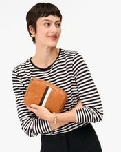 Load image into Gallery viewer, CLARE V. MIDI SAC PURSE - NATURAL WITH STRIPES
