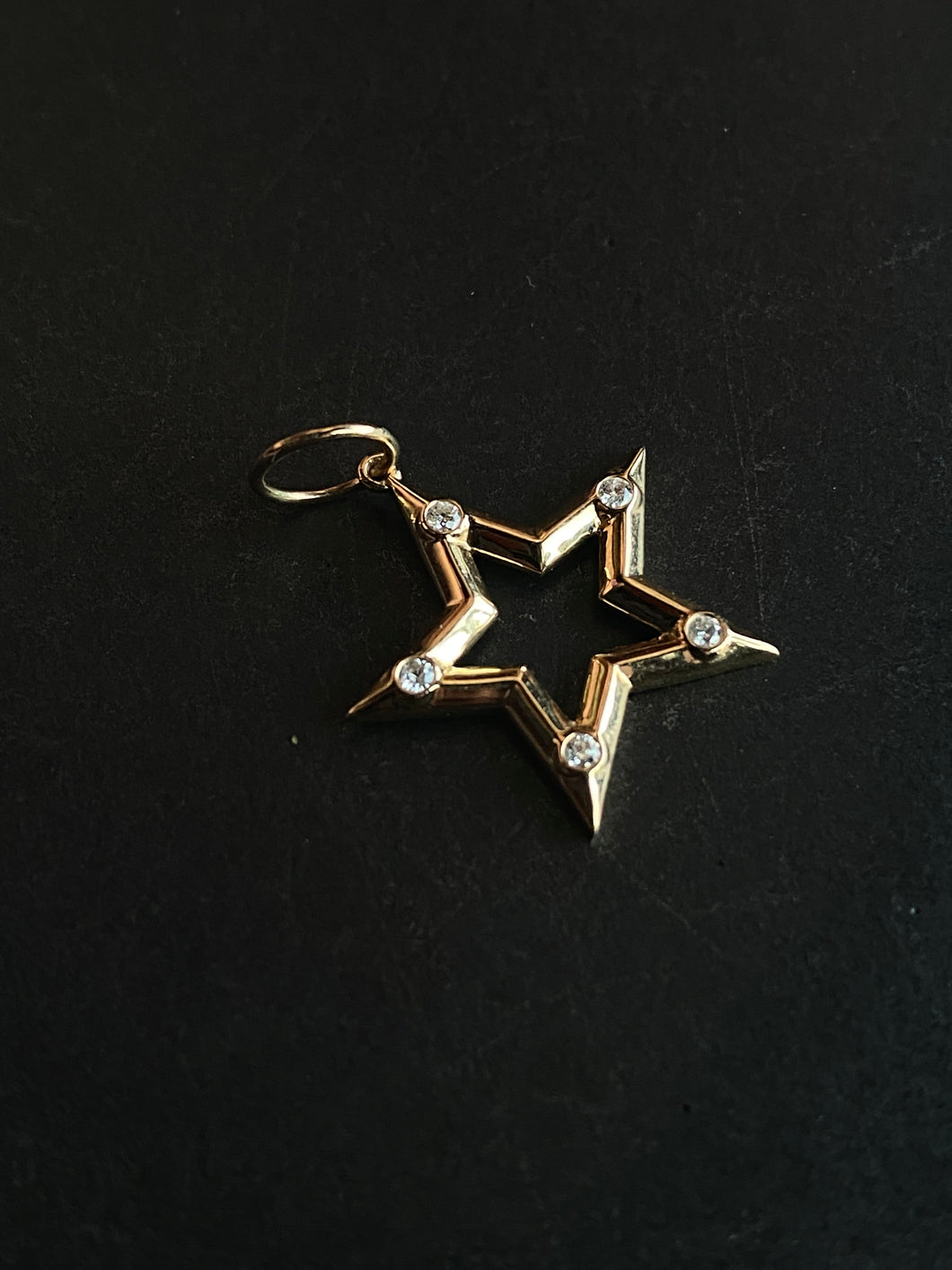 14K GOLD CHARM, DIAMOND CUTOUT STAR