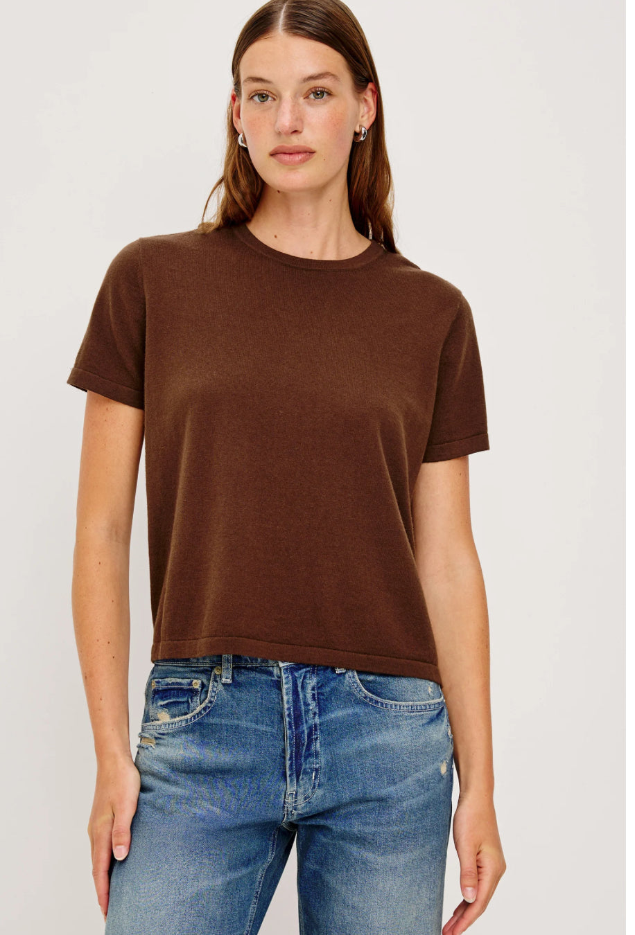 RAILS COTTON CASHMERE SHORT SLEEVE TEE - ESPRESSO