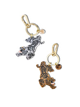 Load image into Gallery viewer, Solar Eclipse Hand-painted Tiger Bag Charm + Keychain | Eco-friendly
