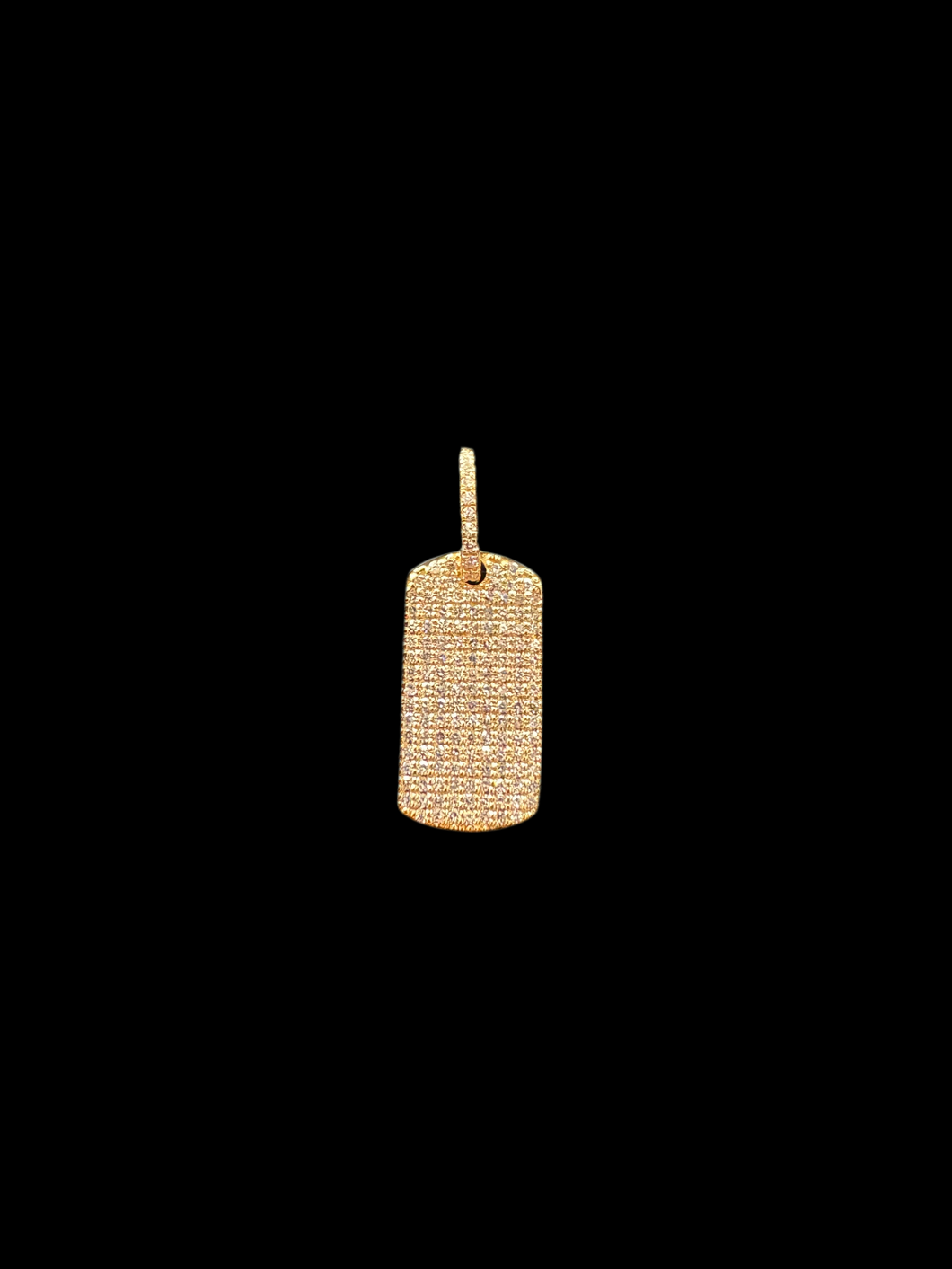 14K GOLD CHARM, PAVÉ DIAMONDS DOG TAG