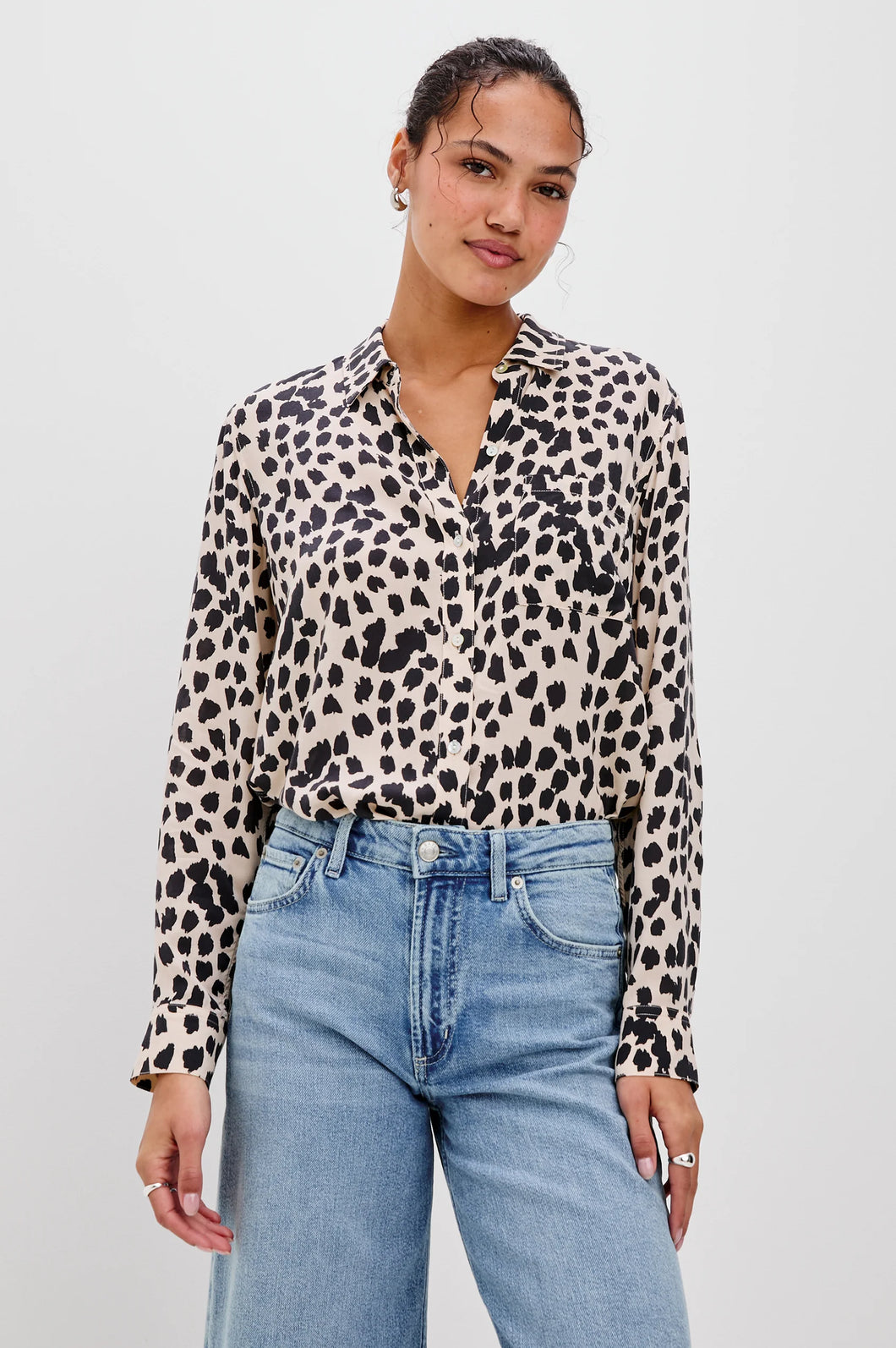 RAILS JOSEPHINE BUTTON-UP SHIRT - SPOTTED TAUPE