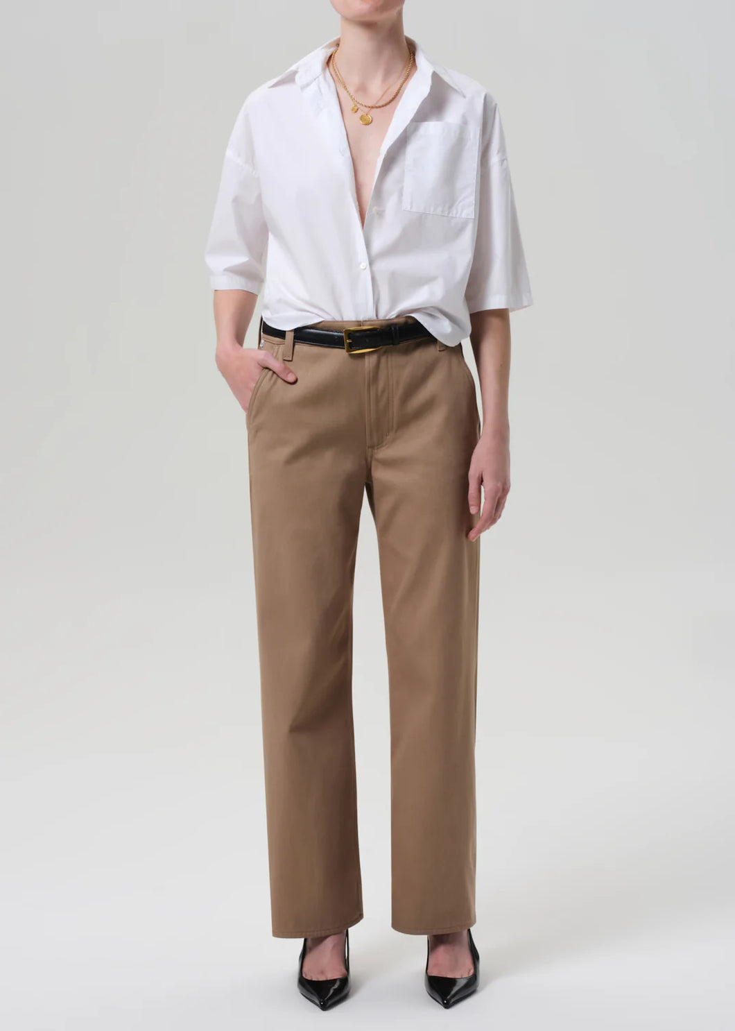 CITIZENS OF HUMANITY FRANCES CROPPED CAPE BUTTON UP
