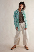 Load image into Gallery viewer, FREE PEOPLE FREDDIE SHIRT - FRENCH GREEN COMBO
