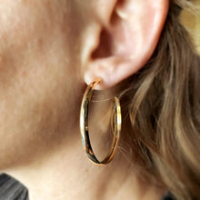 Load image into Gallery viewer, CAMPFIRE COUTURE 18K GOLD FILLED HOLLOW C HOOP EARRINGS
