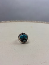 Load image into Gallery viewer, JW STERLING SLIVER ROUND BLUE-BLACK TURQUOISE RING – SIZE 9
