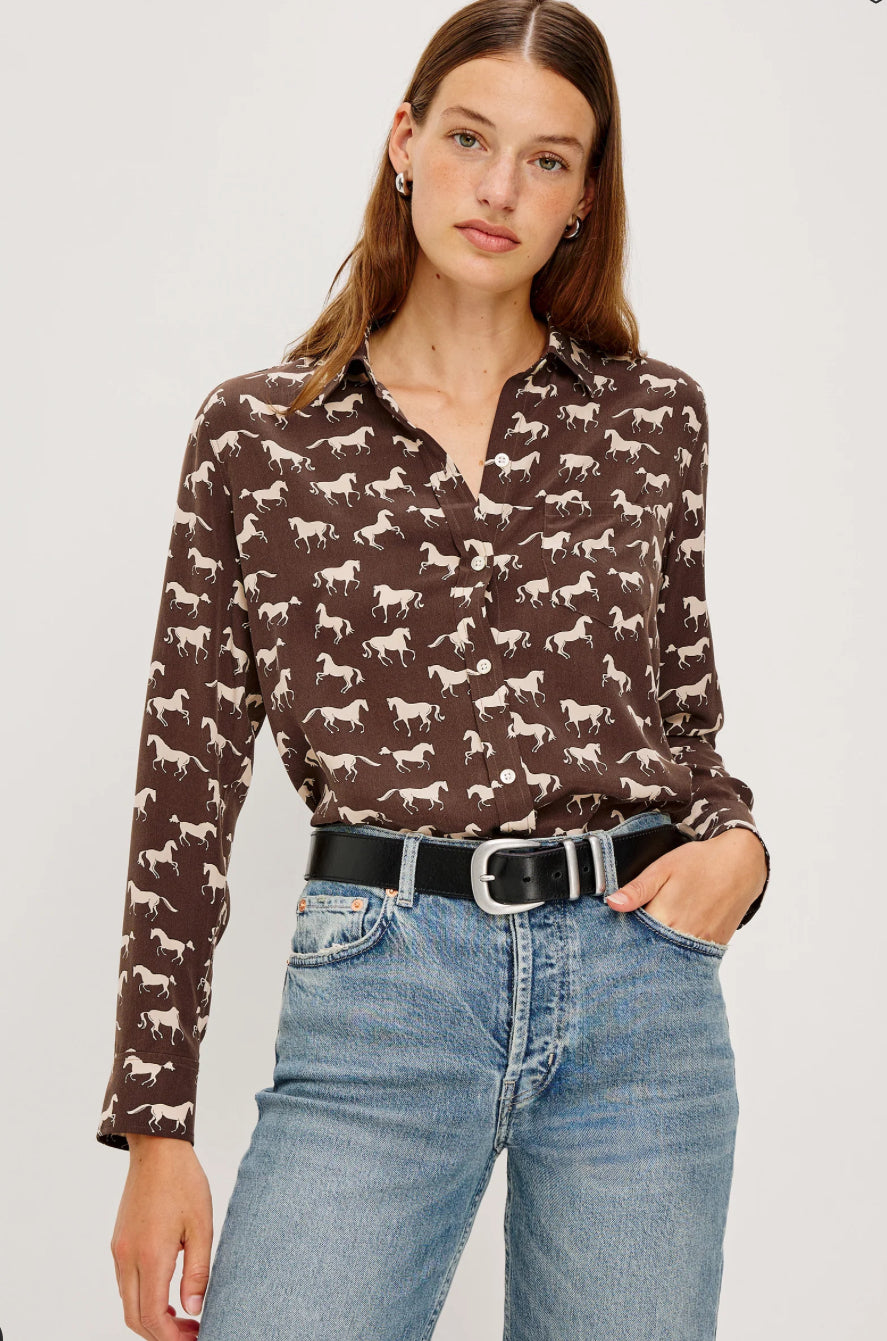 RAILS KATE SHIRT - IVORY HORSES