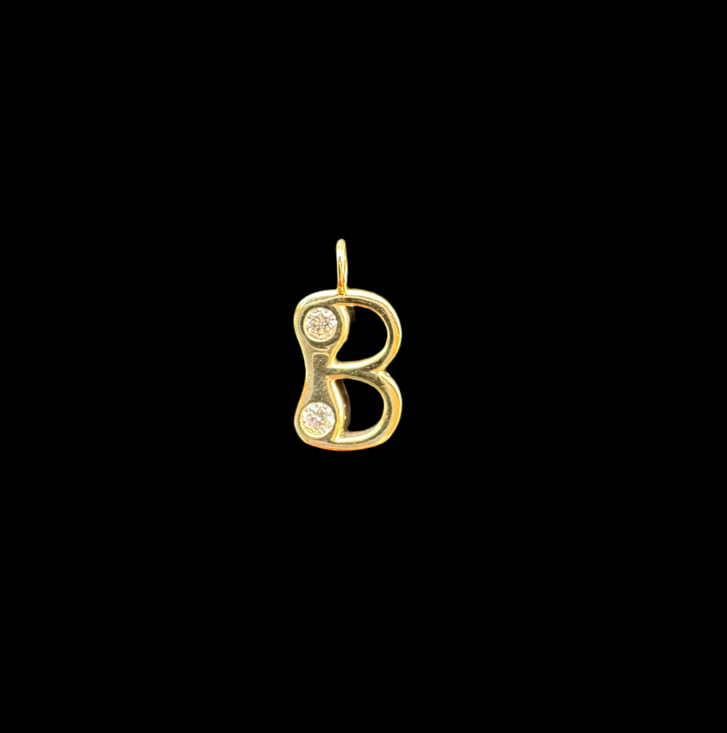 14K GOLD CHARM, DIAMOND INITIAL CHARM