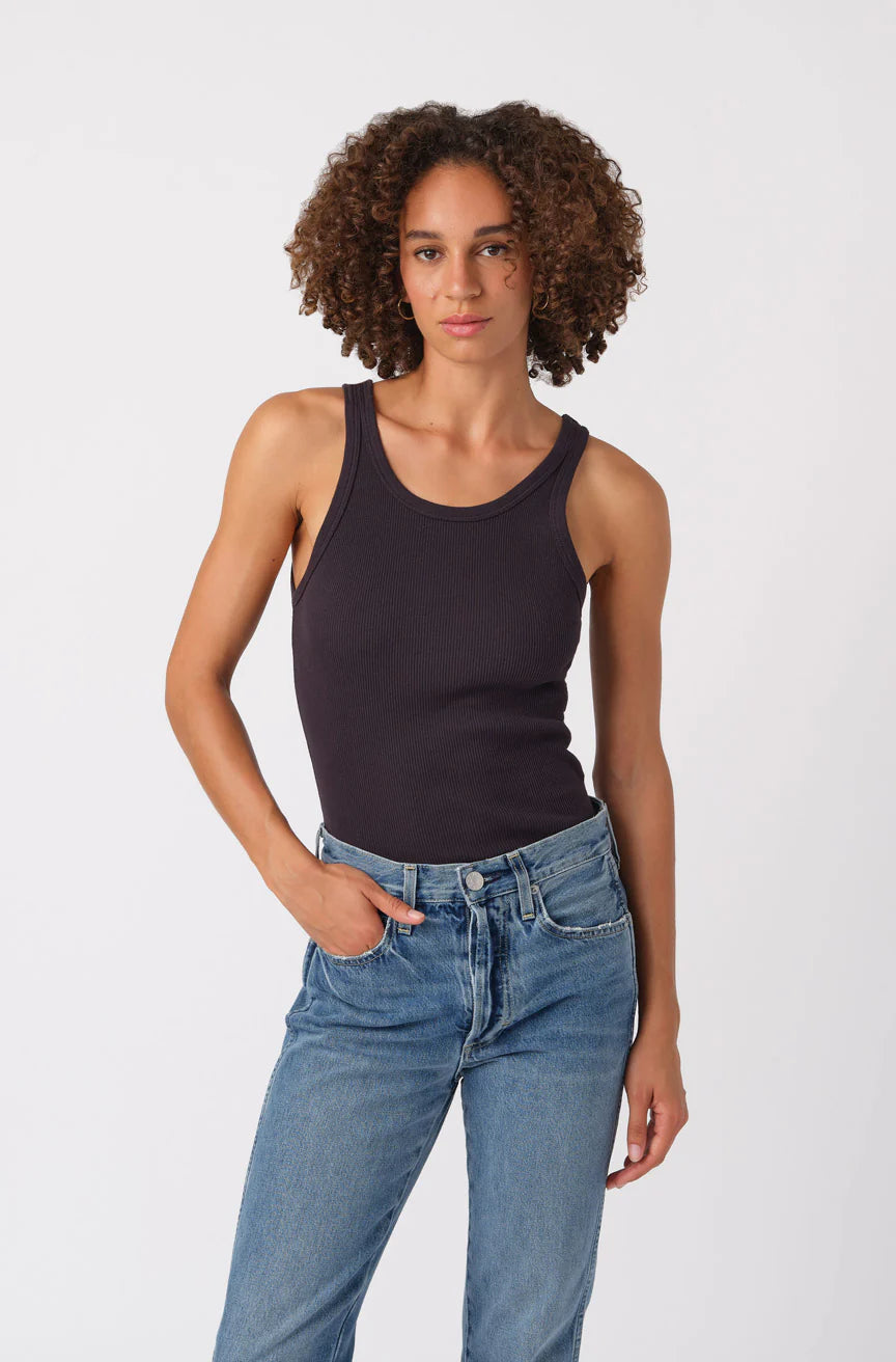 AMO LONG RIB TANK - BLACK – Campfire Couture