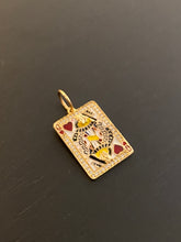 Load image into Gallery viewer, 14K GOLD CHARM, QUEEN OF HEARTS ENAMEL AND DIAMOND CARD
