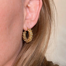Load image into Gallery viewer, CAMPFIRE COUTURE 18K GOLD FILLED BEADED CLUSTER HOOP EARRINGS

