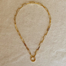 Load image into Gallery viewer, CAMPFIRE COUTURE 18K GOLD FILLED PAPERCLIP CHAIN NECKLACE FEATURING CARABINE
