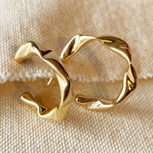 Load image into Gallery viewer, CAMPFIRE COUTURE 18K GOLD FILLED CRIMPED HALF HOOP EARRINGS
