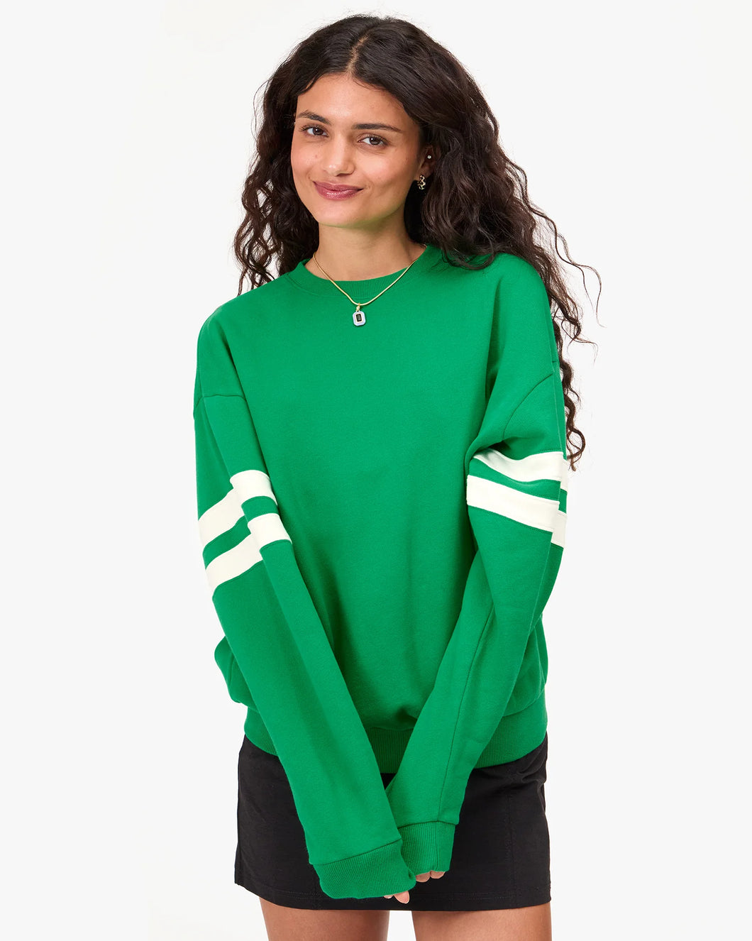 CLARE V OVERSIZED VARSITY SWEATSHIRT
