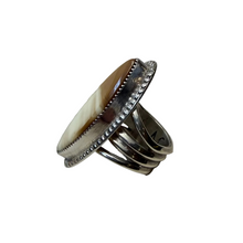 Load image into Gallery viewer, JW STERLING SILVER OVAL WALRUS TUSK RING - SIZE 7.5
